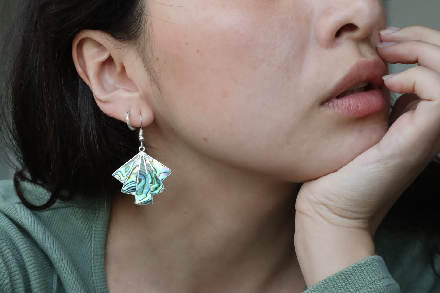 Art Deco Abalone Shell Inlay Earrings
