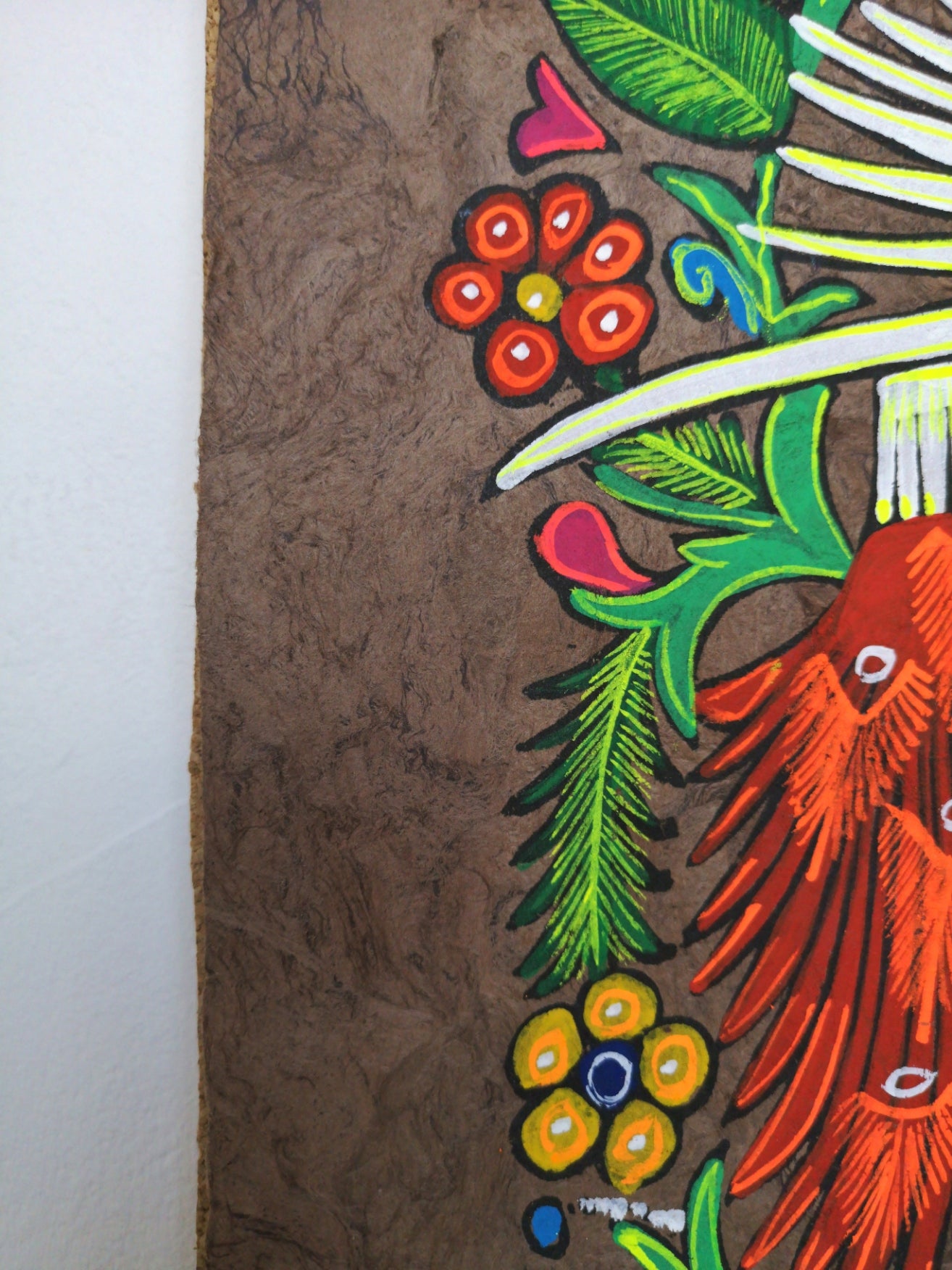 Tropical Peacocks - Bark Painting 24"x16"