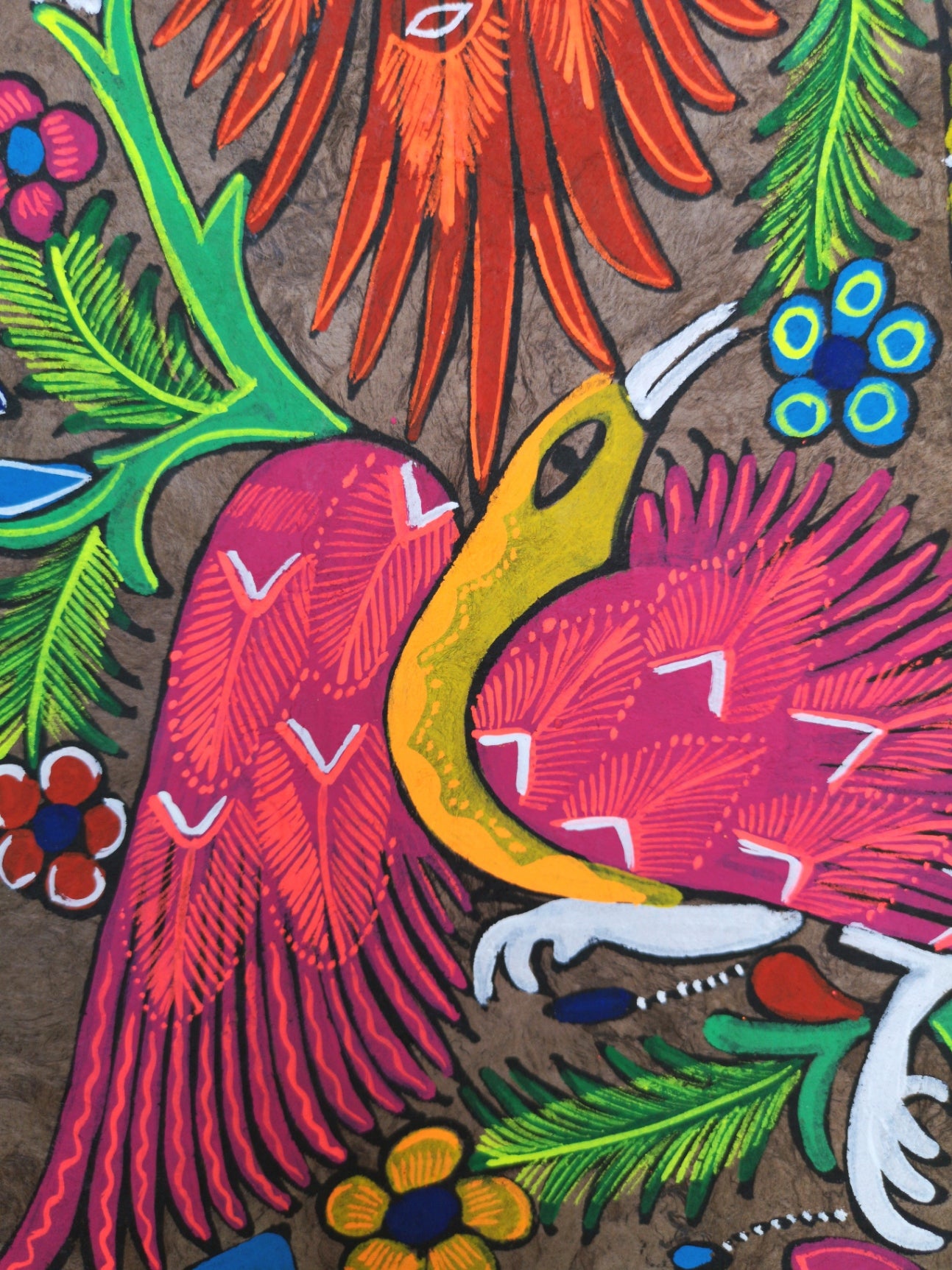 Tropical Peacocks - Bark Painting 24"x16"