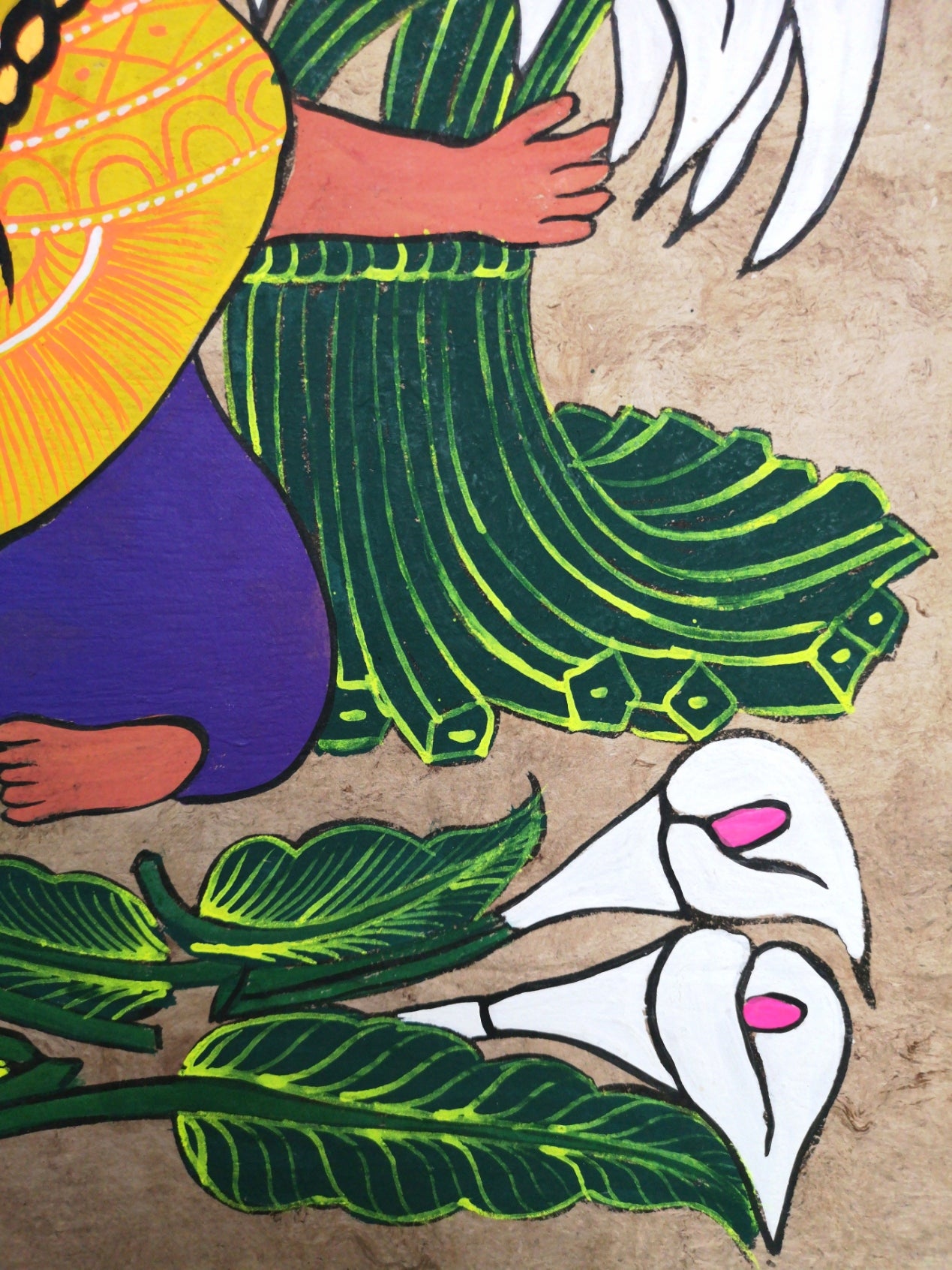 Calla Lily Flower Seller - Bark Painting 24" x 16"