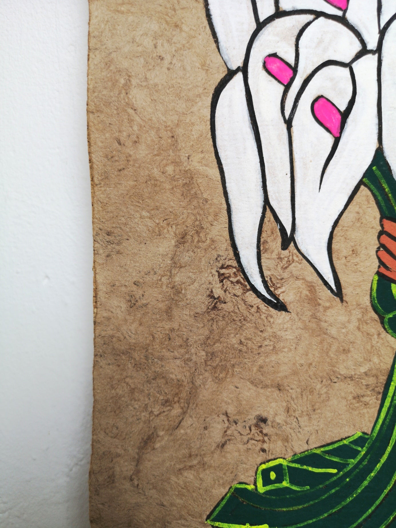Calla Lily Flower Seller - Bark Painting 24" x 16"