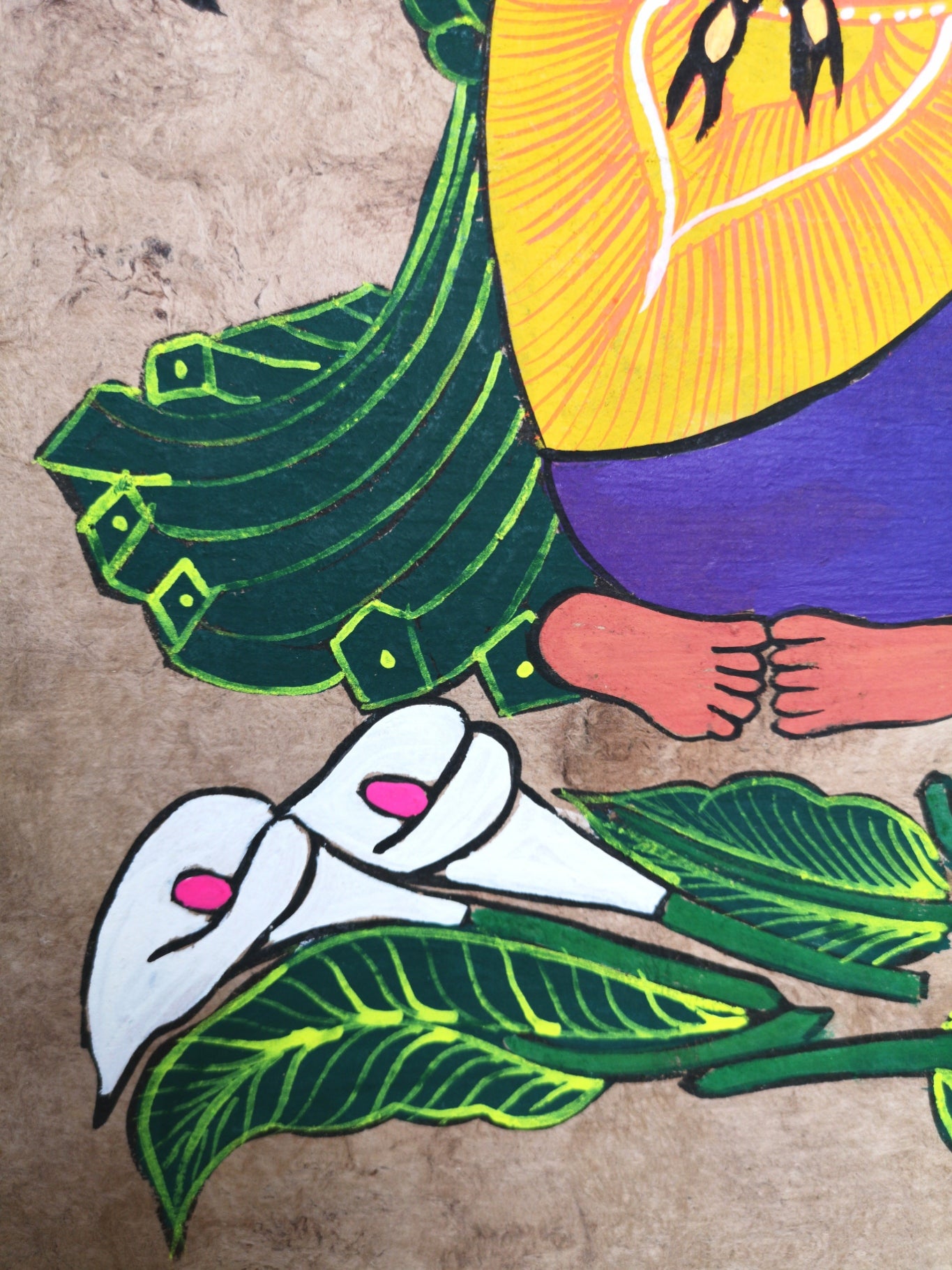 Calla Lily Flower Seller - Bark Painting 24" x 16"