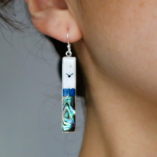 Shell Inlay Seascape Earrings - Abalone Shell & Mother of Pearl
