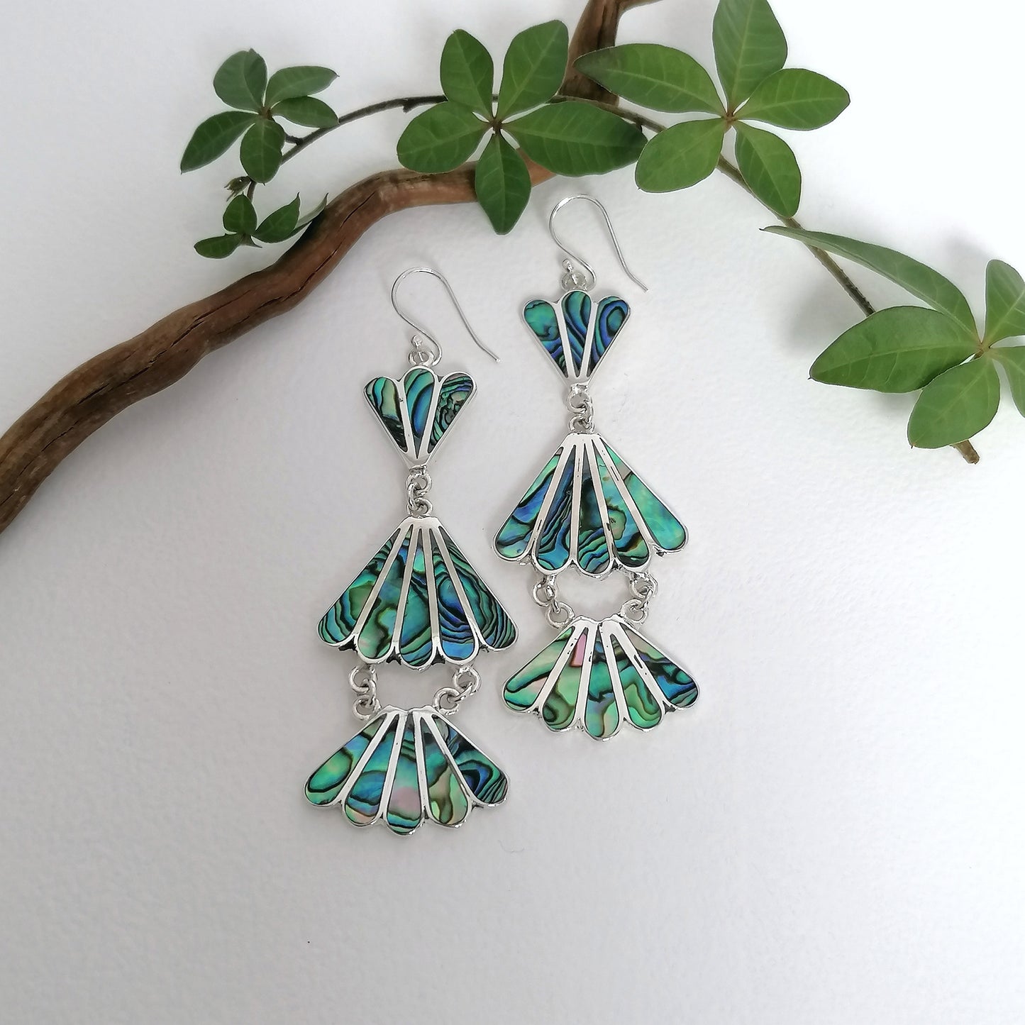 Art Deco Venus Goddess Earrings - Abalone Shell