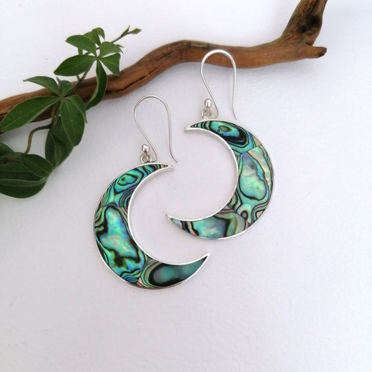 Abalone Crescent Moon Earrings