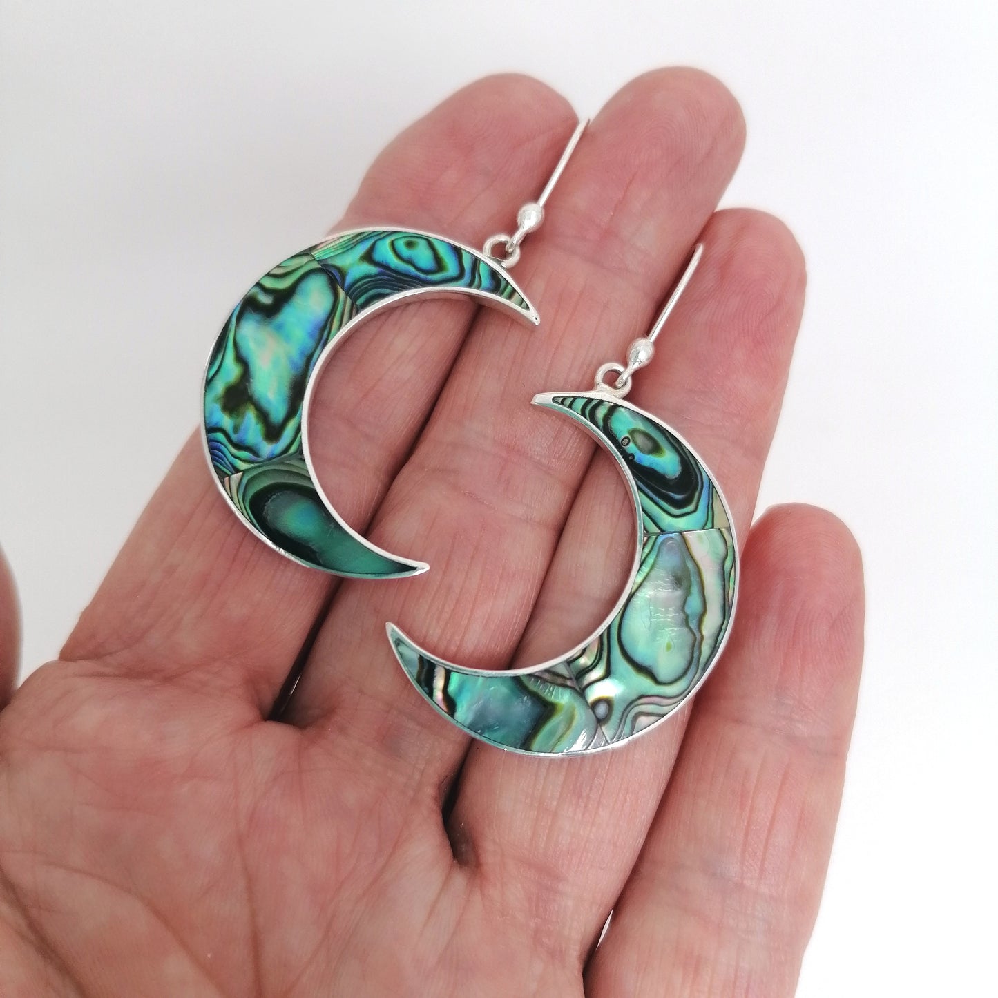 Abalone Crescent Moon Earrings