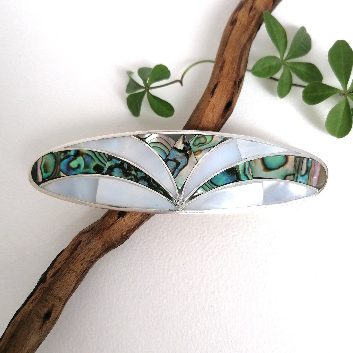Mother of Pearl & Abalone Art Deco Barrette