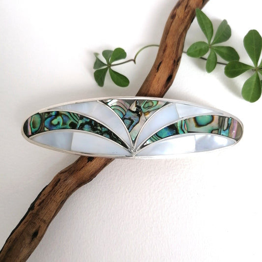 Mother of Pearl & Abalone Art Deco Barrette