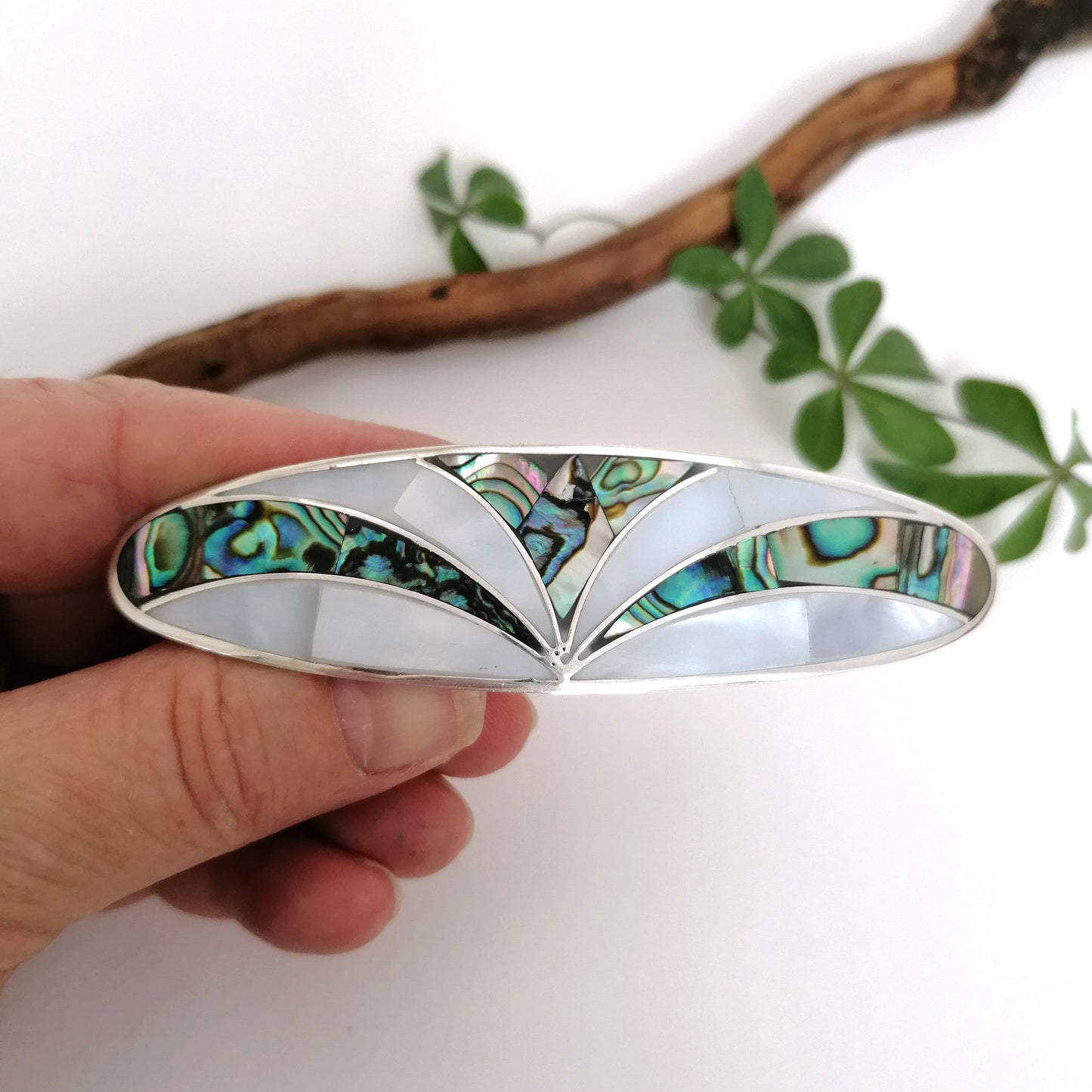Mother of Pearl & Abalone Art Deco Barrette