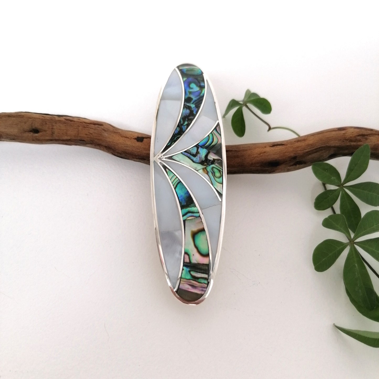 Mother of Pearl & Abalone Art Deco Barrette