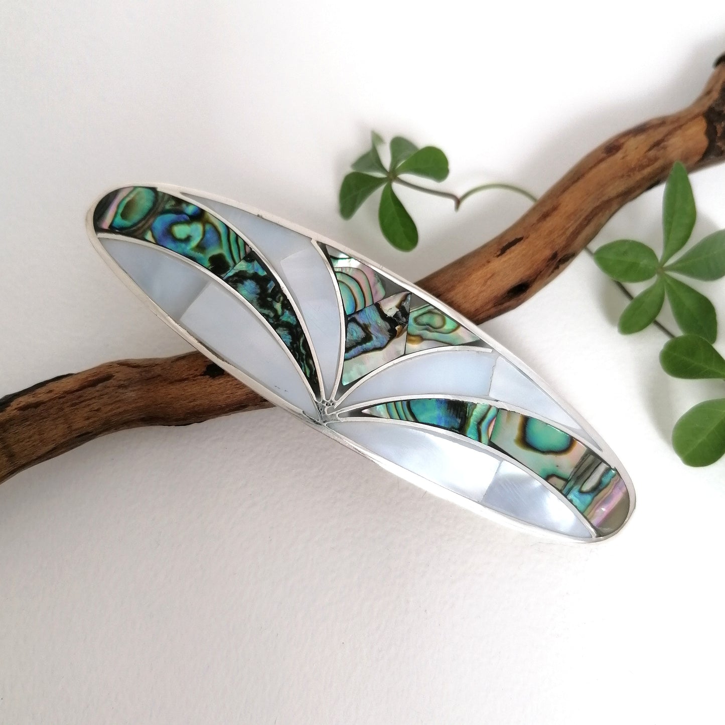 Mother of Pearl & Abalone Art Deco Barrette