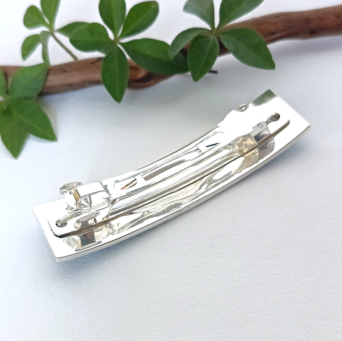 Mother of Pearl & Teal Enamel Hair Barrette
