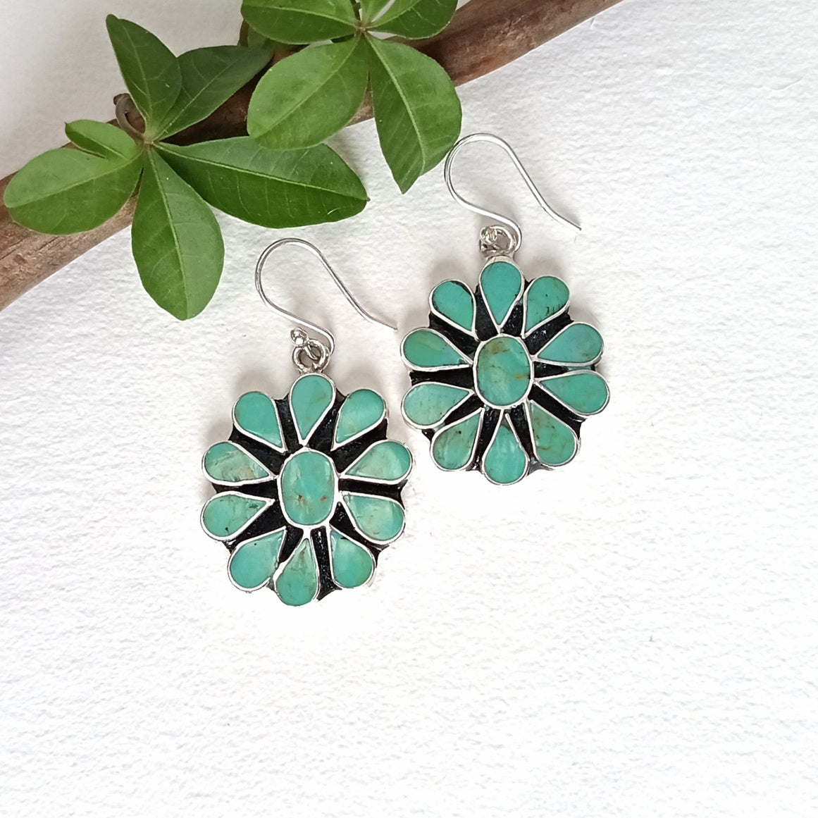 Boho Flower Earrings - Handcrafted Enamel Inlay