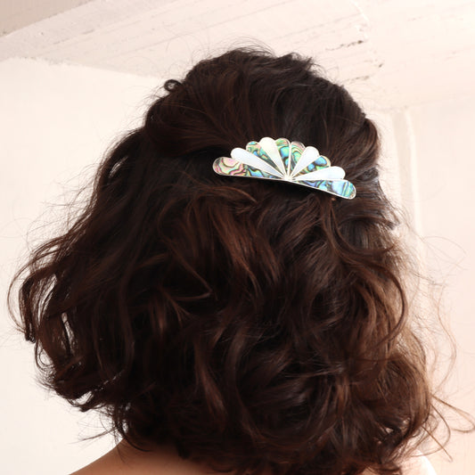 Abalone & Mother of Pearl Fan Barrette