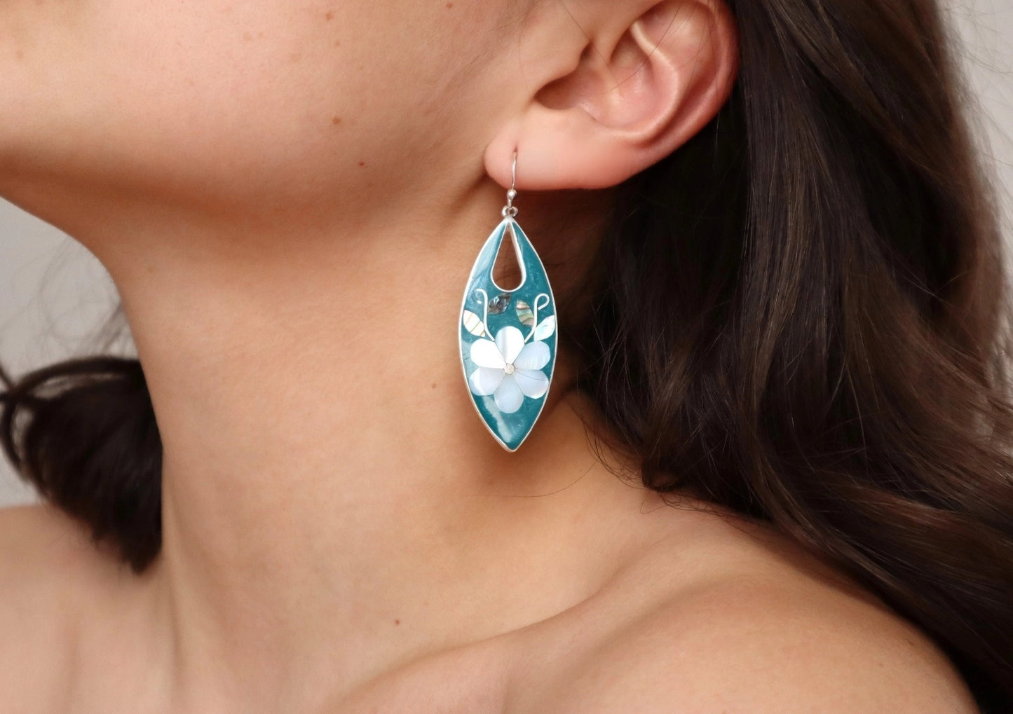 Mother of Pearl Almond Flower Earrings