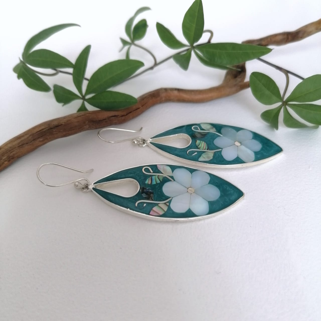Mother of Pearl Almond Flower Earrings