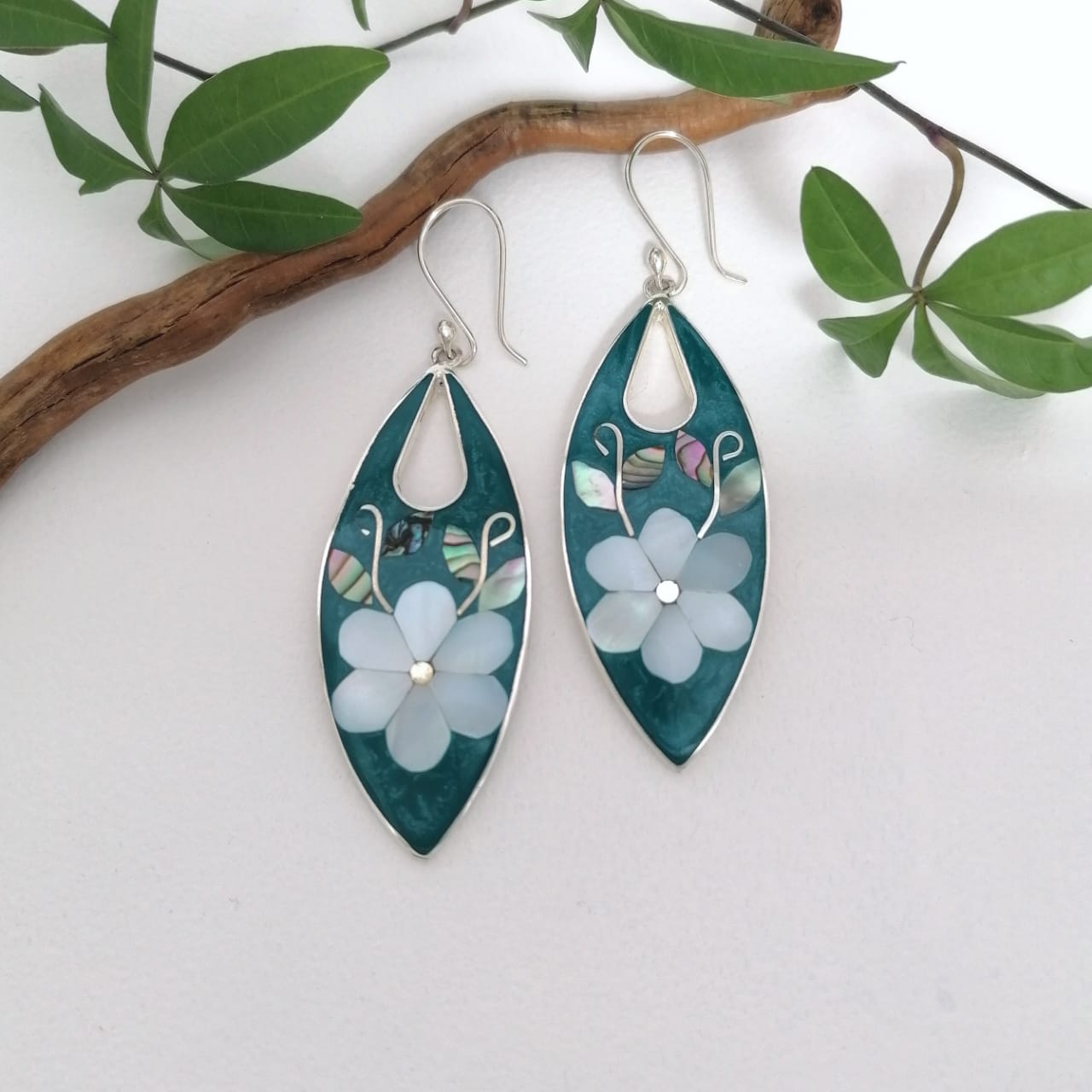 Mother of Pearl Almond Flower Earrings