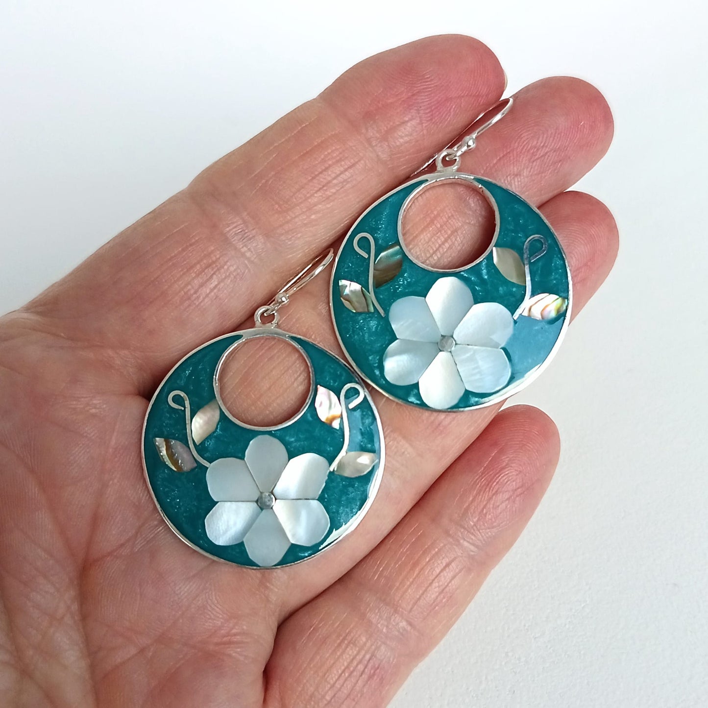 Mother of Pearl Flower Earrings