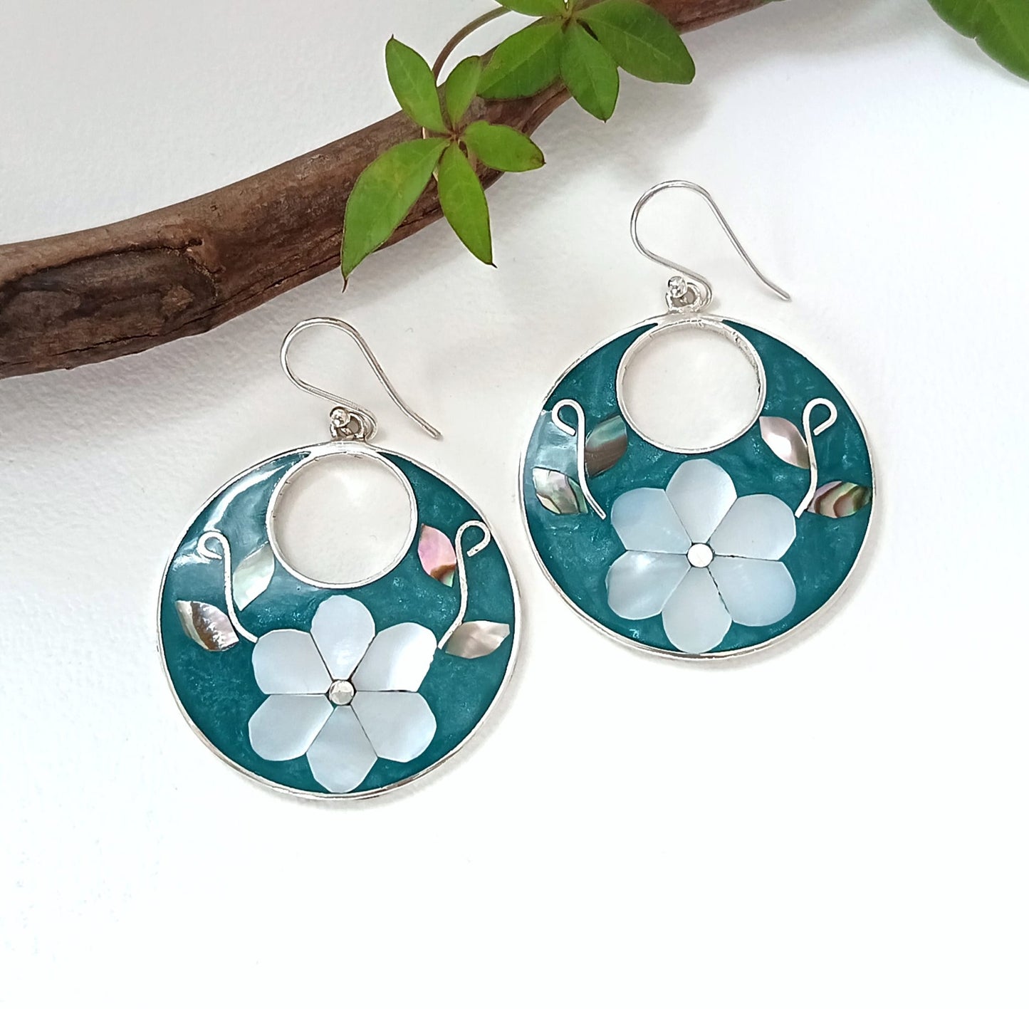 Mother of Pearl Flower Earrings