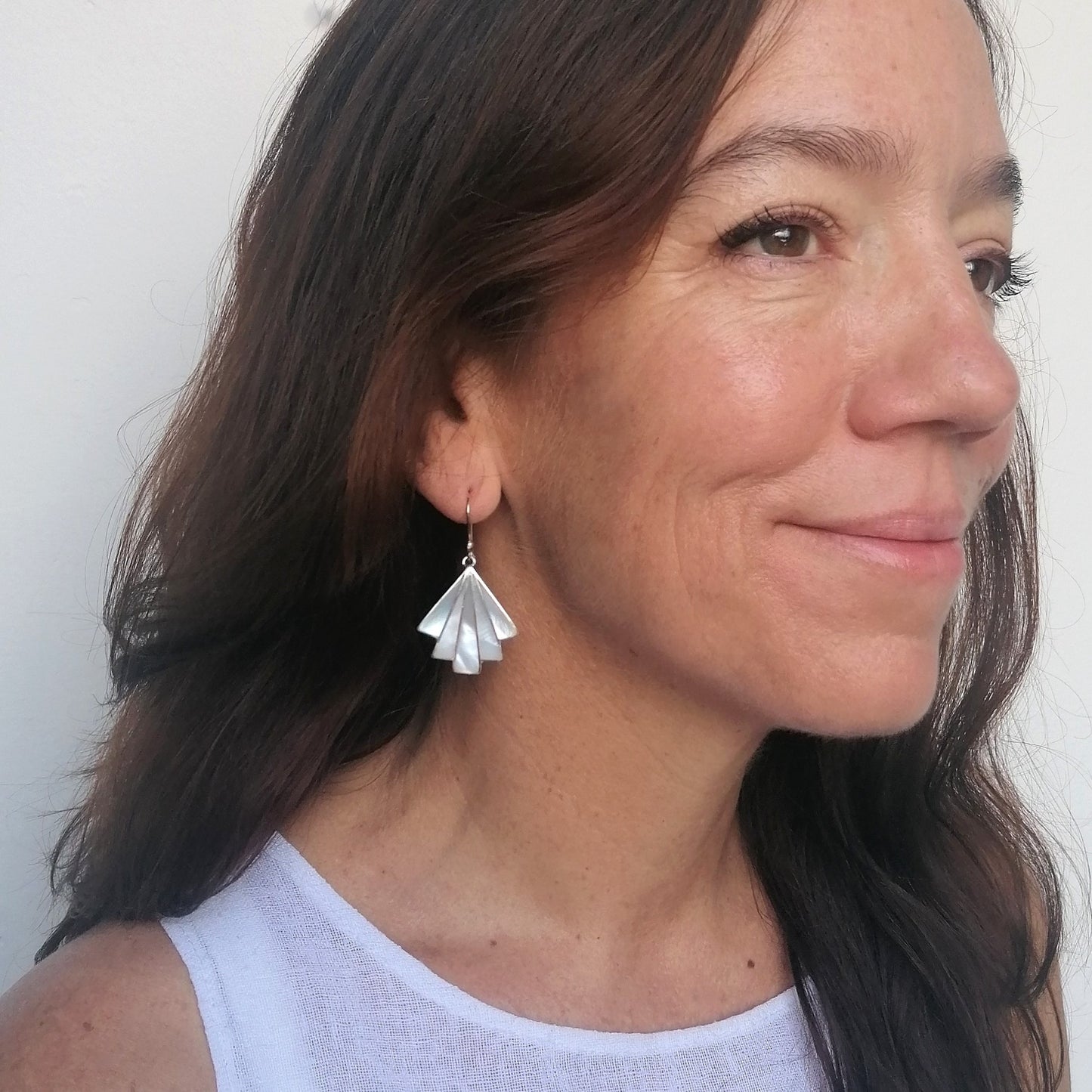 Mother of Pearl - Art Deco Fan Earrings