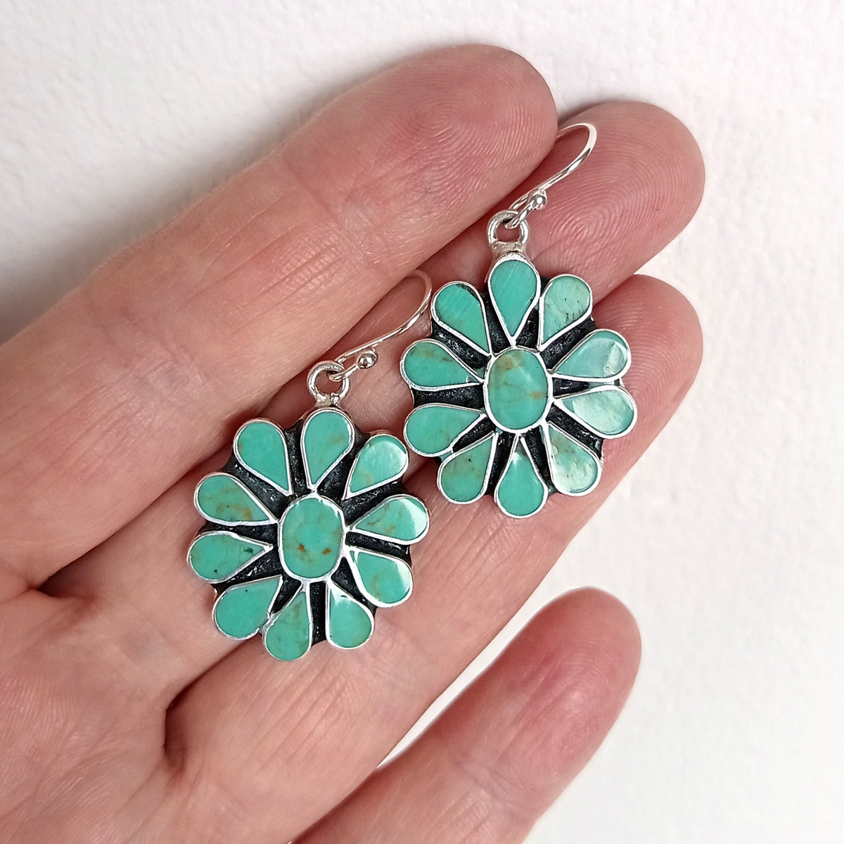 Boho Flower Earrings - Handcrafted Enamel Inlay