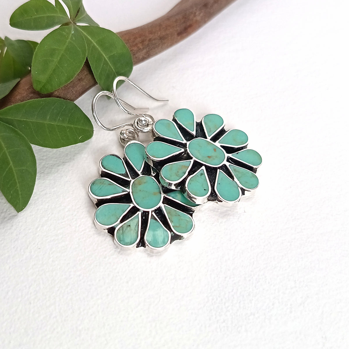 Boho Flower Earrings - Handcrafted Enamel Inlay