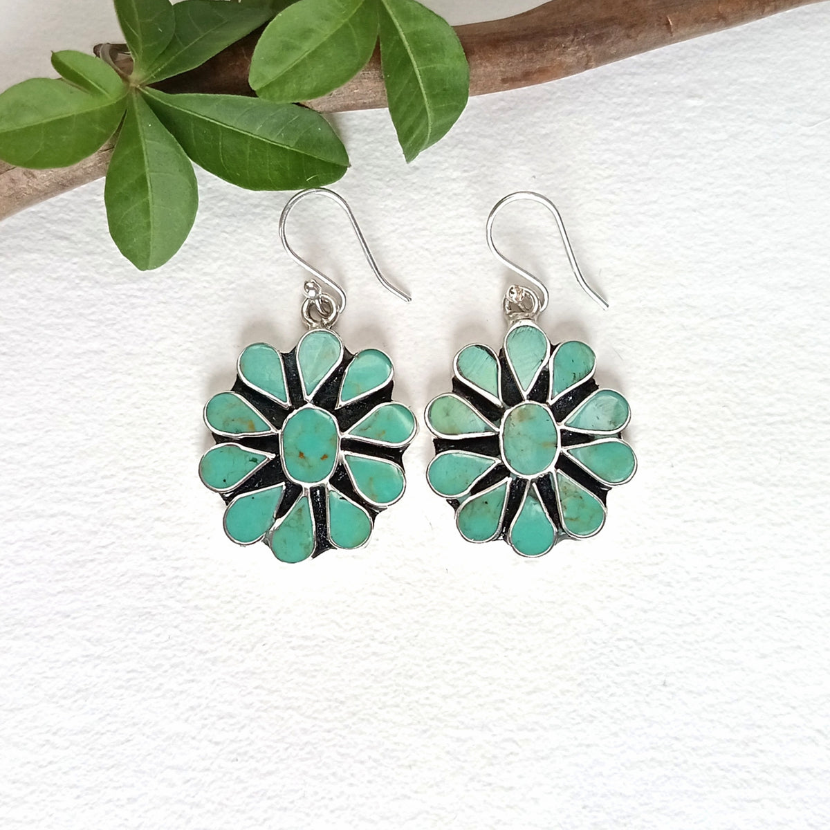 Boho Flower Earrings - Handcrafted Enamel Inlay