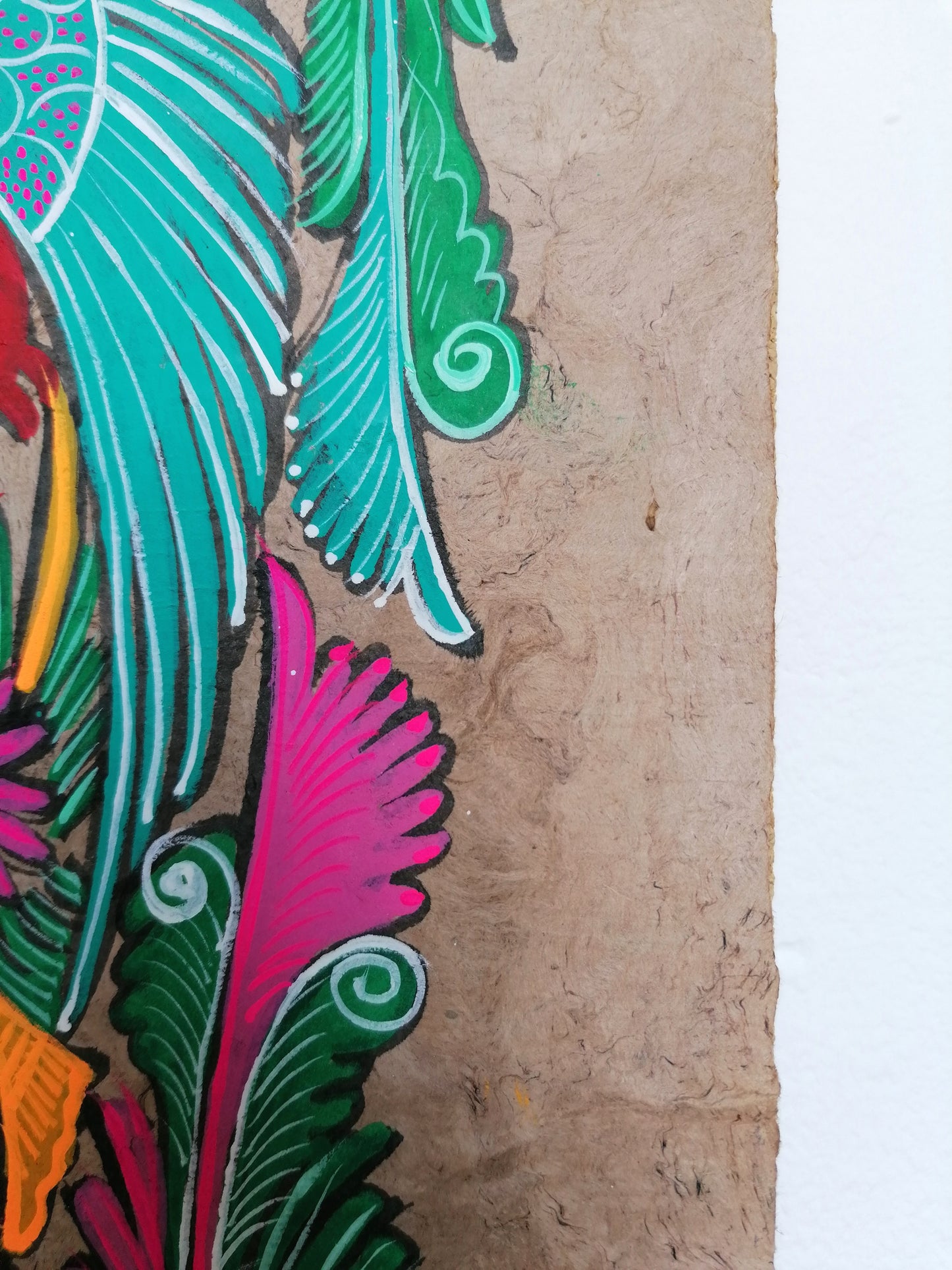 Tropical Peacocks - Bark Painting 24"x16"