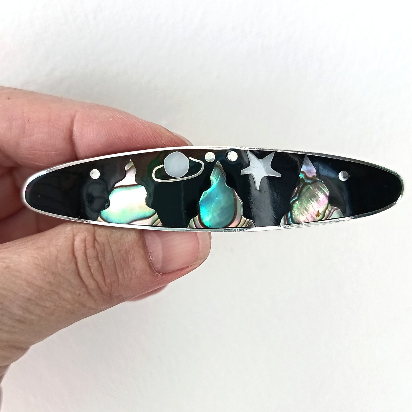 Starry Night Barrette Shell Inlay