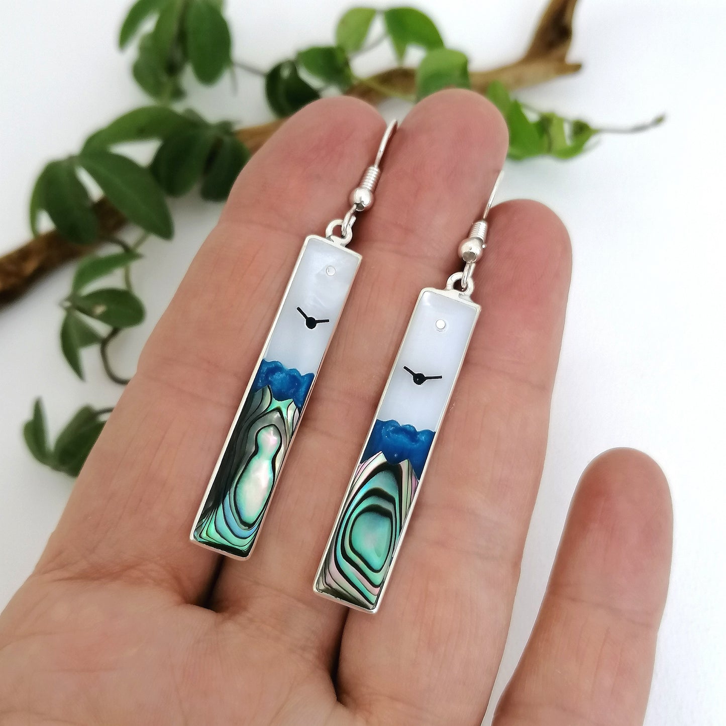 Beach Landscape Shell Inlay Earrings