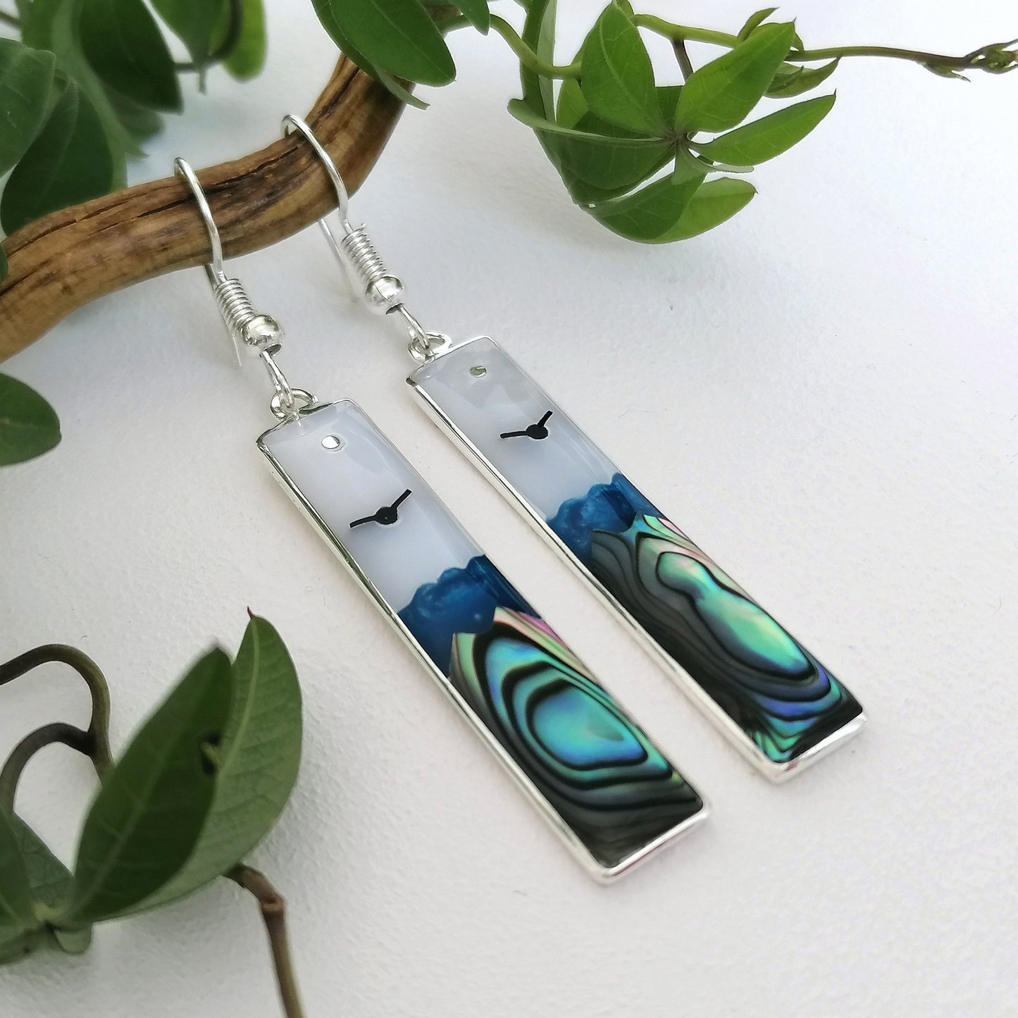 Beach Landscape Shell Inlay Earrings