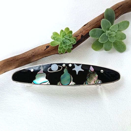Starry Night Barrette Shell Inlay